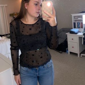 Sparkly and star mesh top